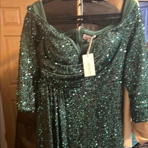 Green Sequin Off-Shoulder Dress